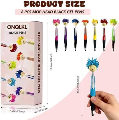 Pens,8pcs Mop Head Ballpoint Pens,gel pens, Funny Mophea Topper Pen