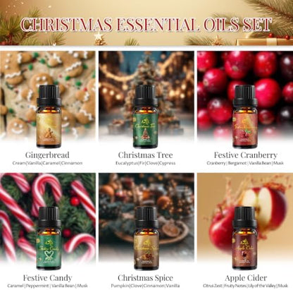 Auelife Christmas Essential Oils Set for Diffuser for Home, 6 * 10ml