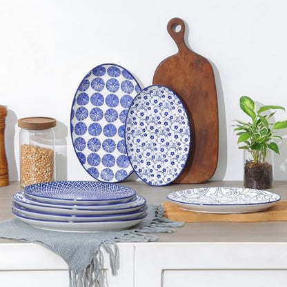 Selamica Ceramic Serving Plates, 10 Inch Oval Dinner Plates Set of 4