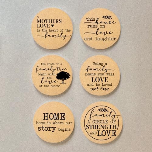 Coasters for Drinks with Holder Set of 6, Family Coasters Home&Love