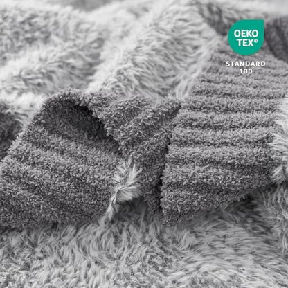 Amélie Home Faux Fur Throw Blanket, Heather Grey, 50"x60"