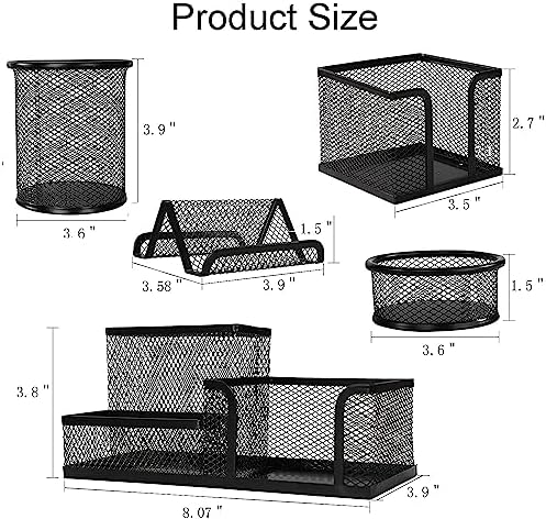 Mesh Pen Holder for Desk Pencil Holders 5 Pieces Desk Organizer Office