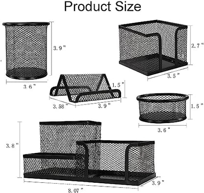 Mesh Pen Holder for Desk Pencil Holders 5 Pieces Desk Organizer Office