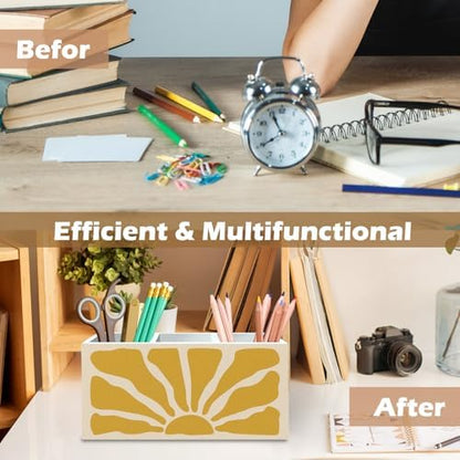DILSJ Boho Abstract Sunshine Pen Pencil Holder Organizer for Desk