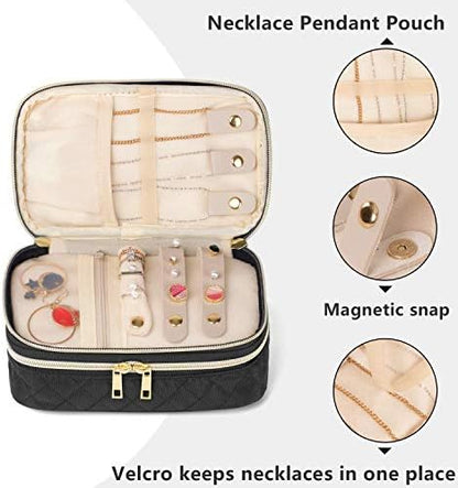 Teamoy Jewelry Travel Case Organizer, Small Jewelry Storage Bag, Black