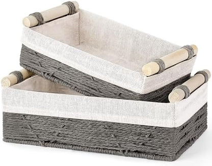 Mkono Woven Storage Basket Wicker Baskets for Organizing Toilet Paper