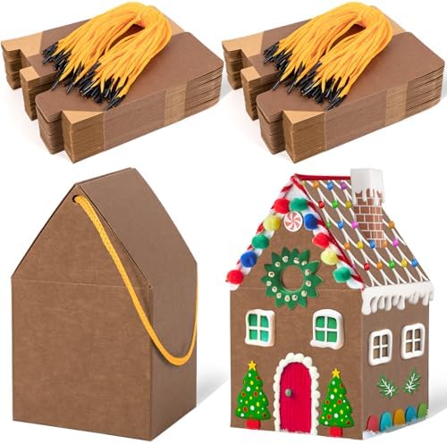 80UncleKimby 50Pcs Christmas Gingerbread House Soft Mocha Cardboard