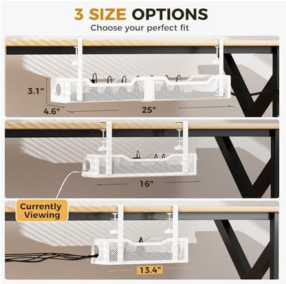 Cinati Under Desk Cable Management Tray, 13.4" Metal Cord Organizer