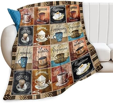Coffee Blanket Gifts for Lovers - Soft Warm Cozy Fleece Throw for