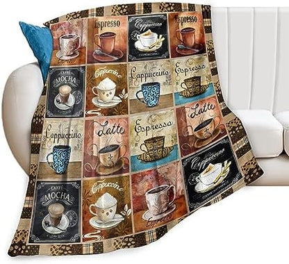 Coffee Blanket Gifts for Lovers - Soft Warm Cozy Fleece Throw for