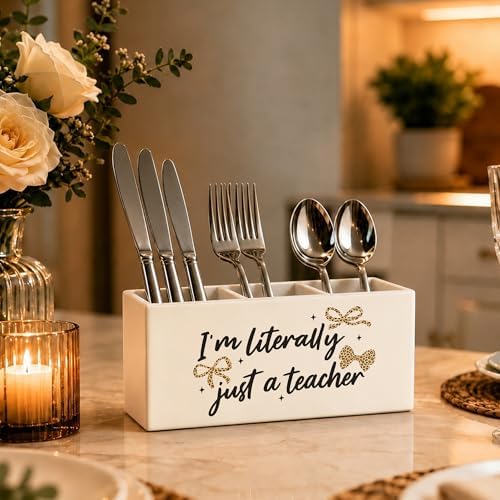 Teacher Appreciation Gifts Wood Pencil Pen Holder for Desk, Back to