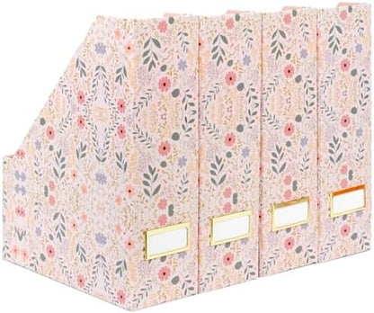 BLU MONACO | Cardboard Magazine File Holder Set of 4 | Standing File