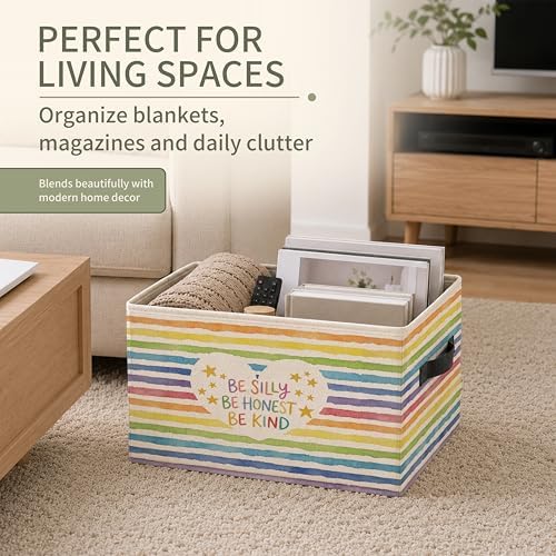 Rainbow Play Room Storage Bins with Handles, Playroom Decor