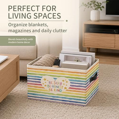 Rainbow Play Room Storage Bins with Handles, Playroom Decor