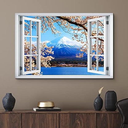wall26 Canvas Print Wall Art Window View Japanese Sakura Cherry