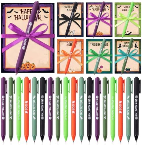 Pajean 72 Pcs Halloween Notepad and Pen Set with Ribbon Gifts