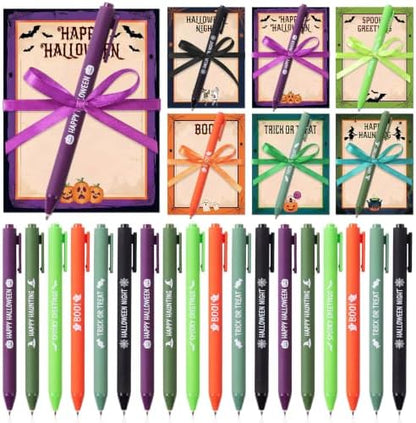 Pajean 72 Pcs Halloween Notepad and Pen Set with Ribbon Gifts