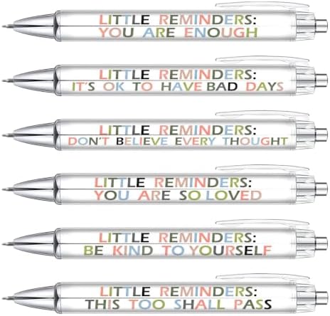 6-Piece Motivational Pen Set, Inspirational Ballpoint Pens for Staff