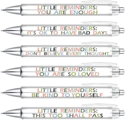 6-Piece Motivational Pen Set, Inspirational Ballpoint Pens for Staff