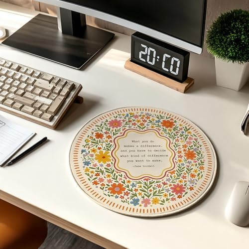 Inspirational Boho Colorful Floral Round Mouse Pad 7.9x7.9 Inch