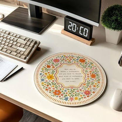 Inspirational Boho Colorful Floral Round Mouse Pad 7.9x7.9 Inch