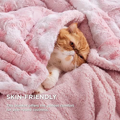 Bedsure GentleSoft Sherpa Fluffy Throw Blanket - Fleece Warm and Cozy