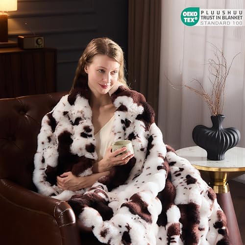 Faux Fur Throw Blanket for Couch, Fluffy Fuzzy Plush Bubble Blanket