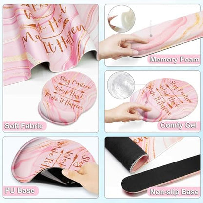 Large Mouse Pad and Keyboard Wrist Rest + Desk Mat Set,Full Long Mouse