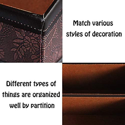 PU Leather Remote Control Holder Storage Container for TV Remote Phone