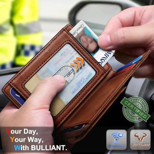 BULLIANT Magnetic Slim Leather Pocket Wallet Money Clip For Men