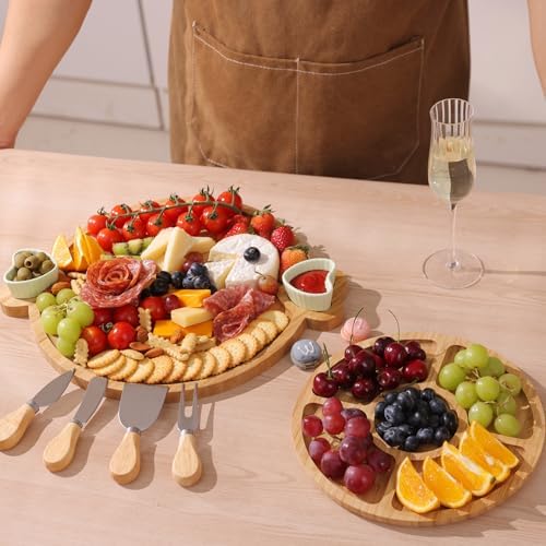 Charcuterie Boards Gift Set: Bamboo Charcuterie Cheese Board - Unique
