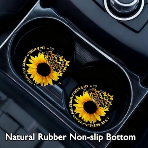 2PCS Red Ladybug Car Cup Holder Coasters Universal Anti-Slip Rubber