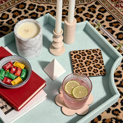 22.6'' × 13'' Coffee Table Tray Shagreen Scalloped Decorative Ottoman