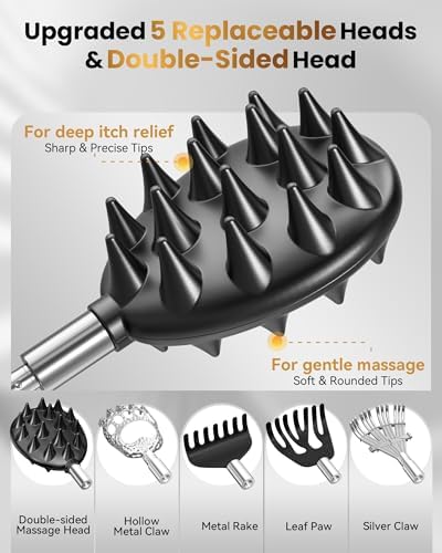 Telescopic Back Scratcher with 5 Detachable Heads, Gifts for Men