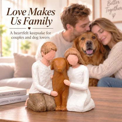 Couple and Dog Ornament, Gifts for Couples with Dogs, Brown Dog
