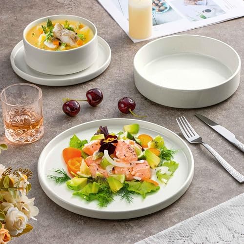 Herogo Dinnerware Dishes Sets with Salad Bowls, 24 Piece Plates and