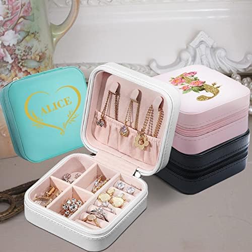 Personalized Jewelry Organizer Box with Name Initials,Custom Travel
