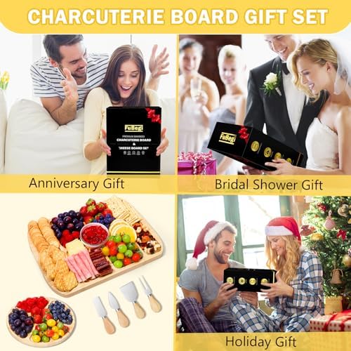 Portable Travel Charcuterie Board with Lid, Bamboo Charcuterie Cheese
