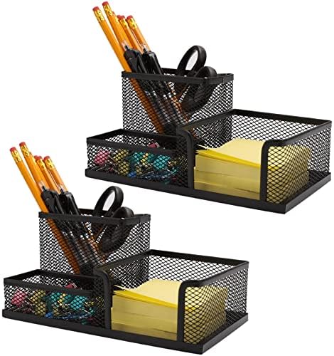Ludato 2 Pieces Mesh Pen Holder Desk Organizers and Accessories for