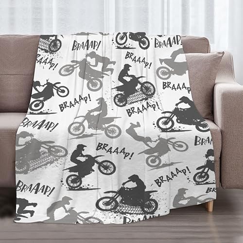 Dirt Bike Blanket Gifts,Ultra Soft Motorbike Throw Blanket Boys Kids