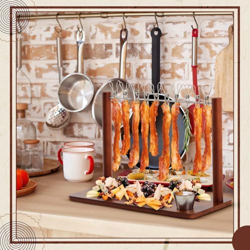 Acacia Wood 15.8 x 7.2 x 10.6 Inches Bacon Display Rack Wooden Bacon