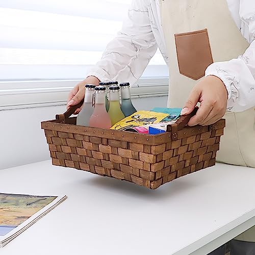 Kingwillow Rectangular Empty Wicker Gift Basket Wicker Tray