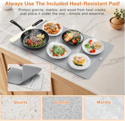 FYY Warming Mat for Food 24"x15", Rapid and Full Surface Heating Gray