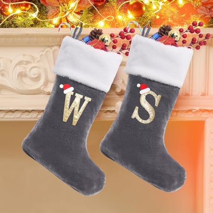 Sailup 20 Inches Monogram Christmas Stockings with Letters, Large
