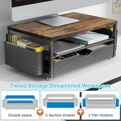 gianotter Desk Organizers and Accessories, Monitor Stand with Drawer