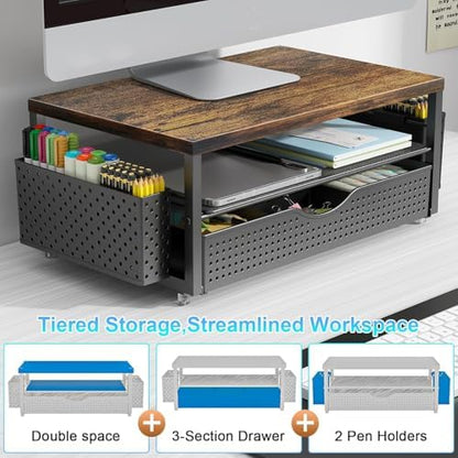 gianotter Desk Organizers and Accessories, Monitor Stand with Drawer