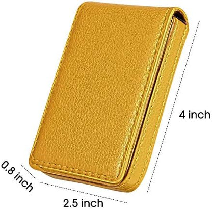 Outus 2 Pcs Business Card Wallet PU Leather Magnetic,Yellow and Pink