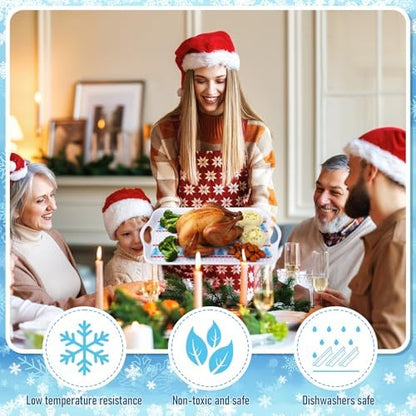Bokon 4 Pcs Winter Xmas Serving Tray with Handle 16"x 11" Large