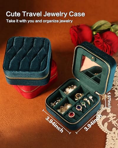 Travel Jewelry Case – Navy Blue Velvet Organizer Adjustable