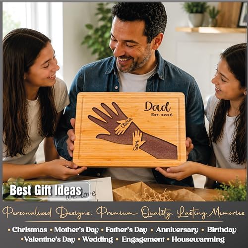 Personalized Dad Cutting Board Gift for Fathers Day, Grandpa, Custom